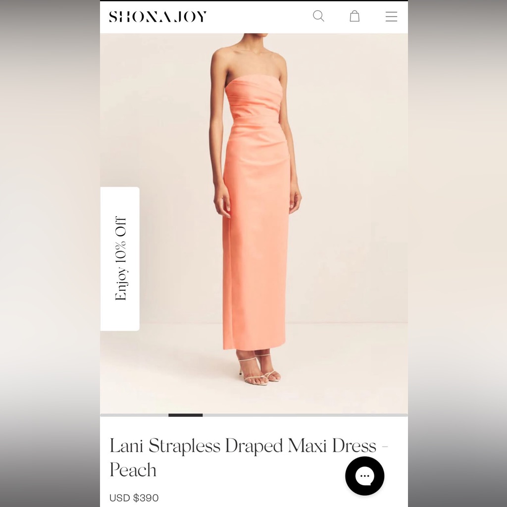 Shona Joy Peach Lani Strapless Maxi Dress